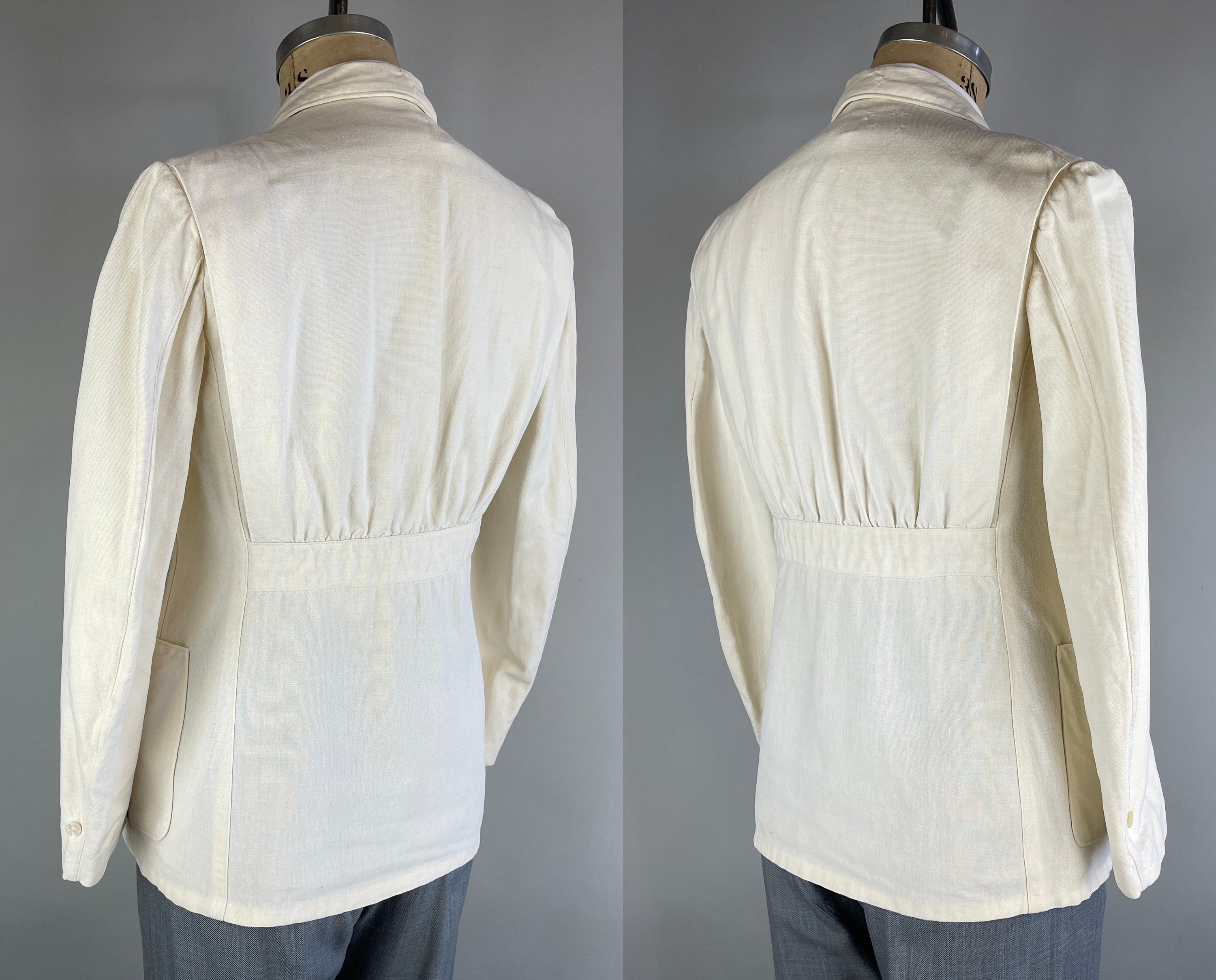 1930s Palm Beach Action Blazer | Vintage 30s White Bi-Swing Belted Back ...