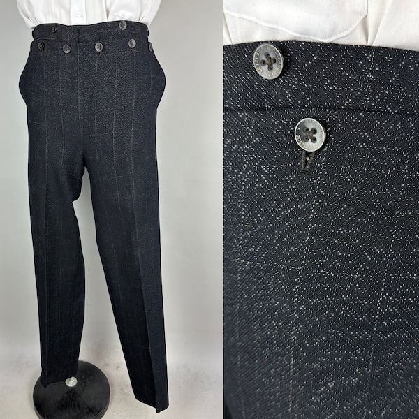 Pantalon avant d’automne fascinant des années 1900 | vintage Antique Edwardian Pantalon en laine à carreaux noir et blanc daté de 1904! | Taille 28x32 Petit