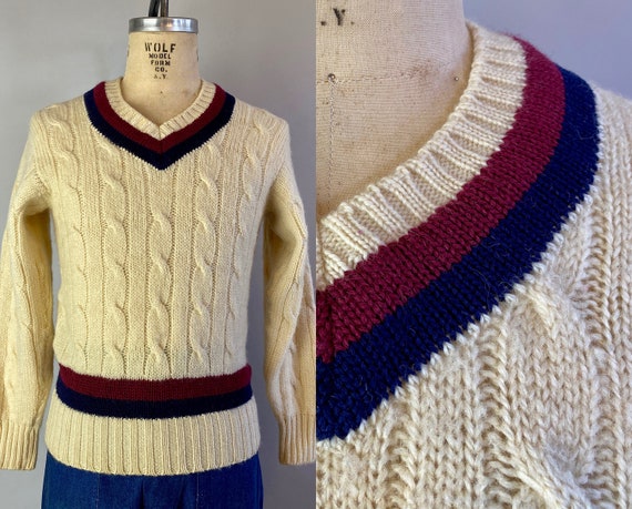 1930s Cricket Chris Jumper | Vintage 30s Ivory Whi