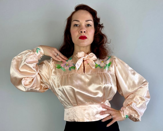 1930s Satin Doll Blouse | Vintage 30s Liquid Rayo… - image 4