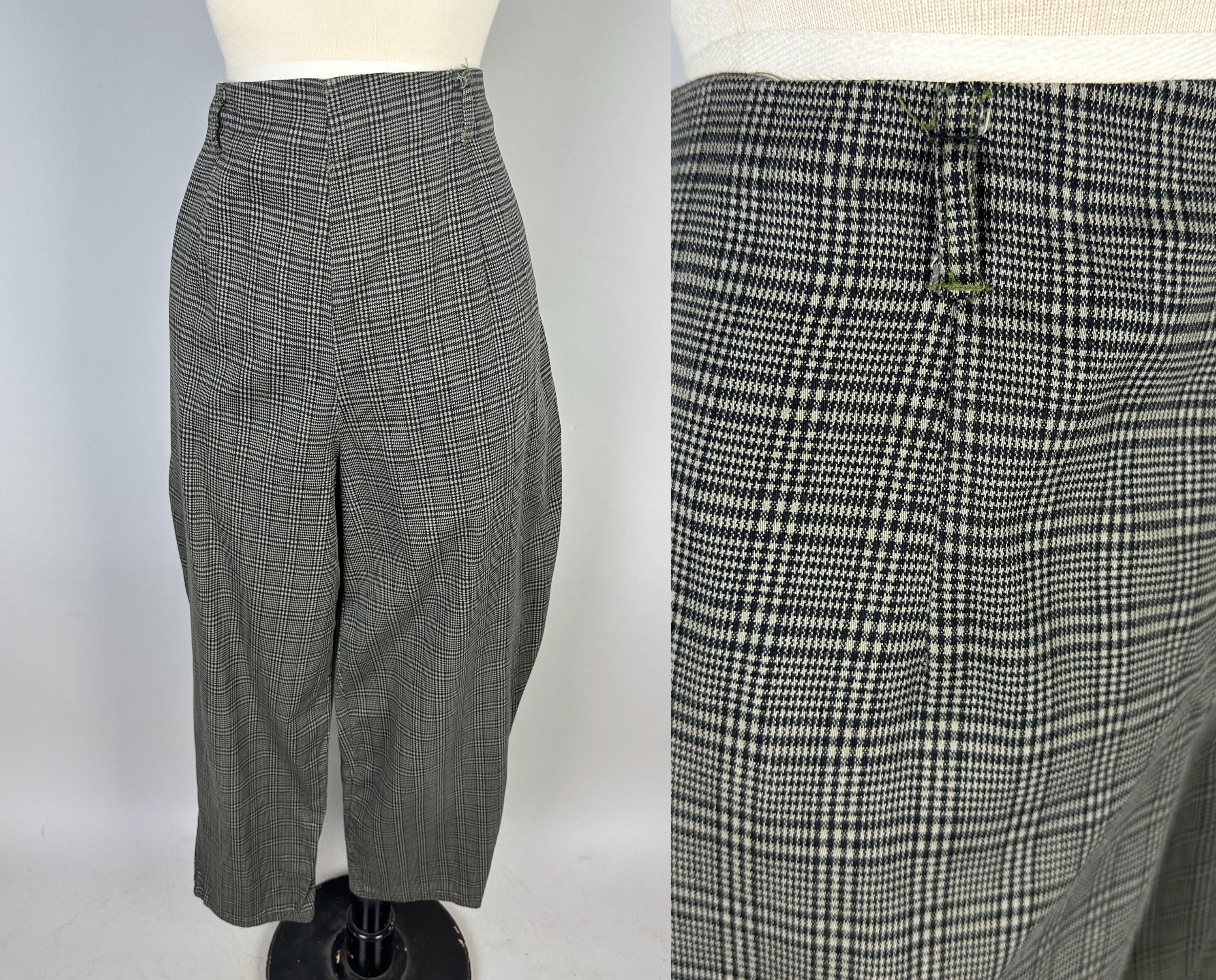 check cigarette pants High Waisted Tartan Jocie White Checked High Waisted Cigarette Trousers Miss G Couture 5.5% Elastoral UO Check Print Slim Cigarette