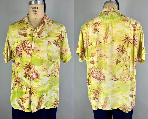 1950s Birds of Paradise Shirt | Vintage 50s Rayon… - image 7