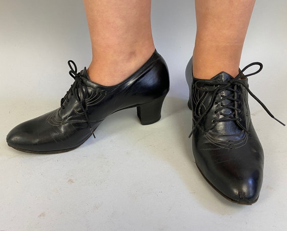 1930s Deco Darling Lace Up Heels | Vintage 30s Bla