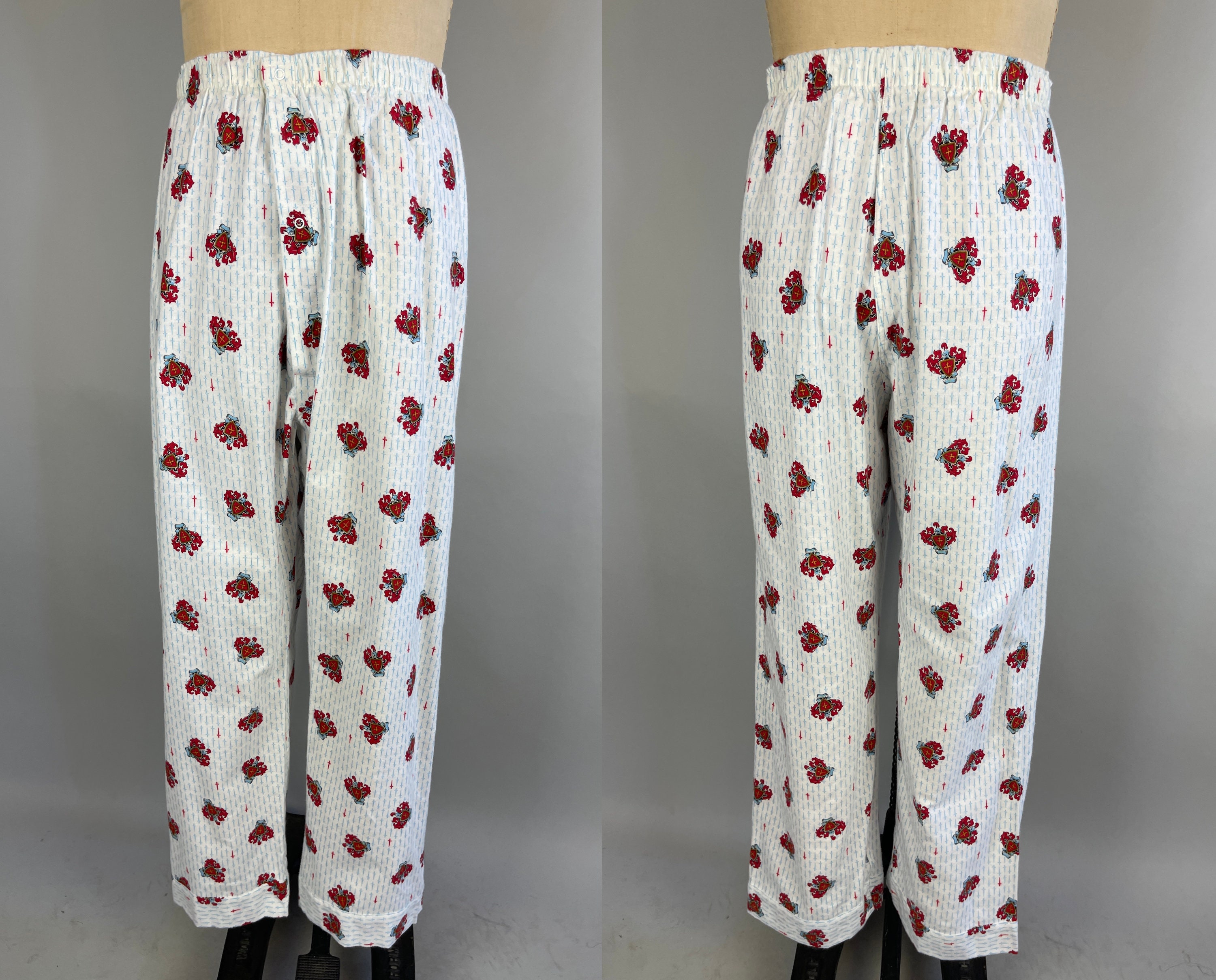 1950s Man of the House Pajamas | Vintage 50s White Cotton Flannel Two ...