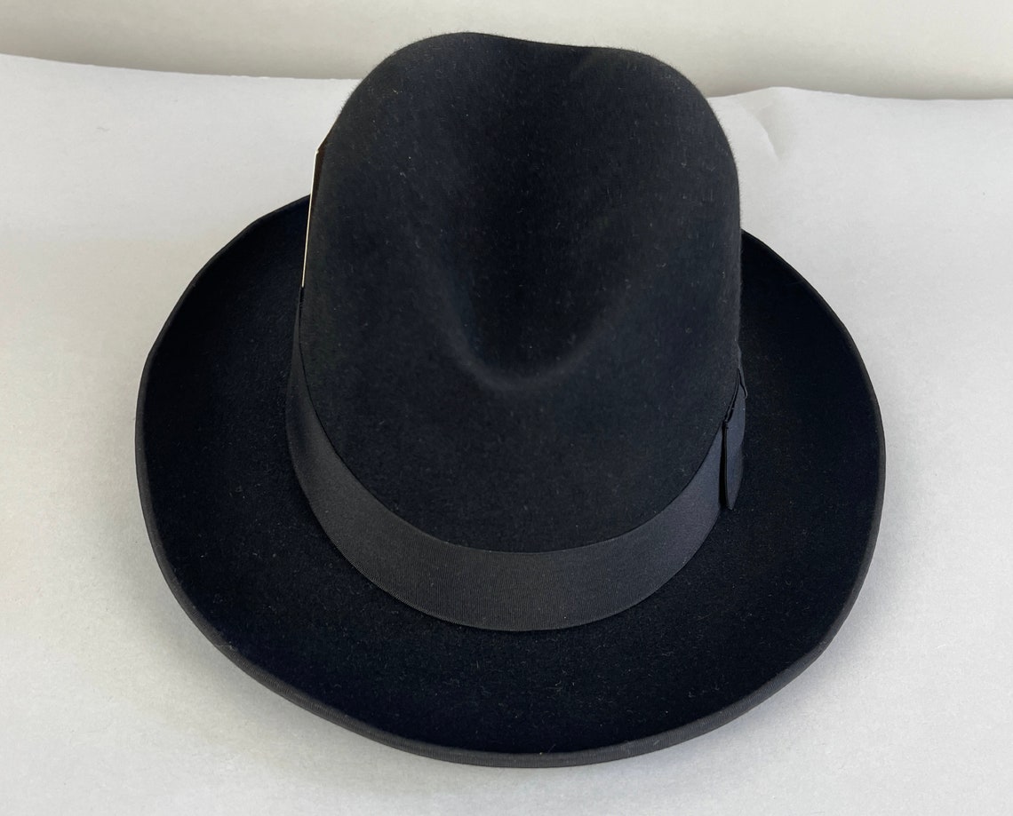 1940s Handsome Homburg Hat Vintage 40s Noir Black Fur Felt | Etsy