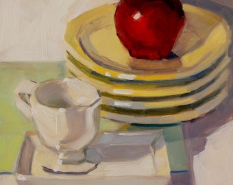 Stacked, Again- Original Oil Painting on 6x6 inch Ampersand Gessobord