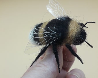 Needle felted Bumble bee brooch