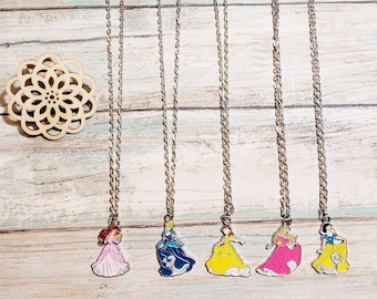 Disney Princess Children's or Tween's Necklace - Stainless Steel - Ariel, Belle, Cinderella, Sleeping Beauty, Snow White