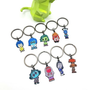 Emotions Keychain; inside out; joy, sadness, disgust, anger, fear, ennui (boredom), embarrassment, anxiety, envy