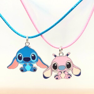 Disney's "Stitch and Angel" Children / Tween / Adult Necklace - cotton cord image 2