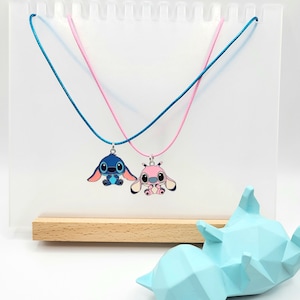 Collar para niños, preadolescentes y adultos "Stitch and Angel" de Disney: cordón de algodón