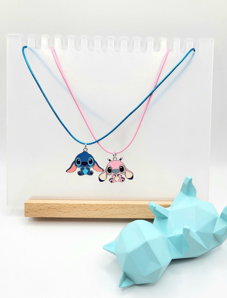 Disney's "Stitch and Angel" Children / Tween / Adult Necklace - cotton cord image 1