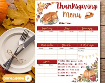 Thanksgiving Potluck Sign Up Sheet Meal Planner for Friendsgiving Office Family Party Holiday Gatherings