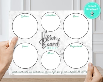 Printable Vision Board Outline and Planner for Goals and Dreams