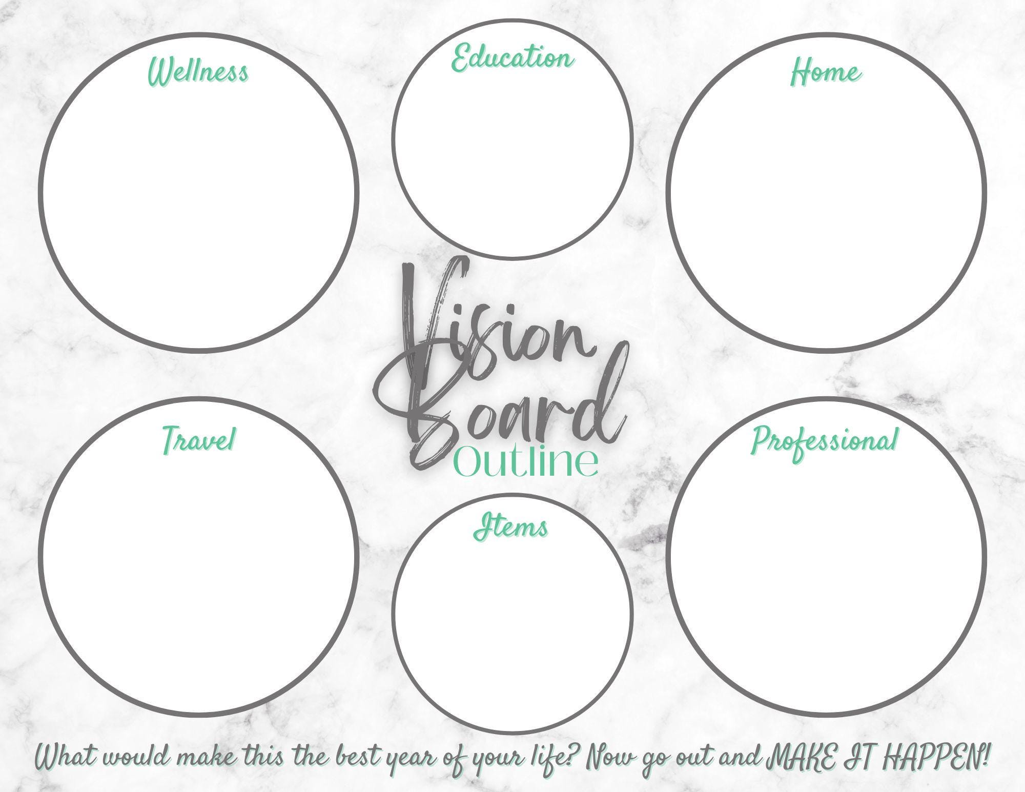 Vision Activity Outline Printable Vision Board Outline and Planner for Goals and Dreams - Etsy