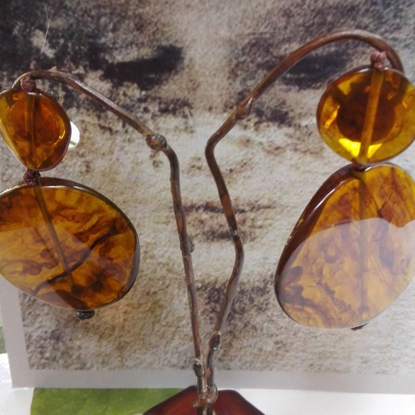 Earclips transparent - brown marbled