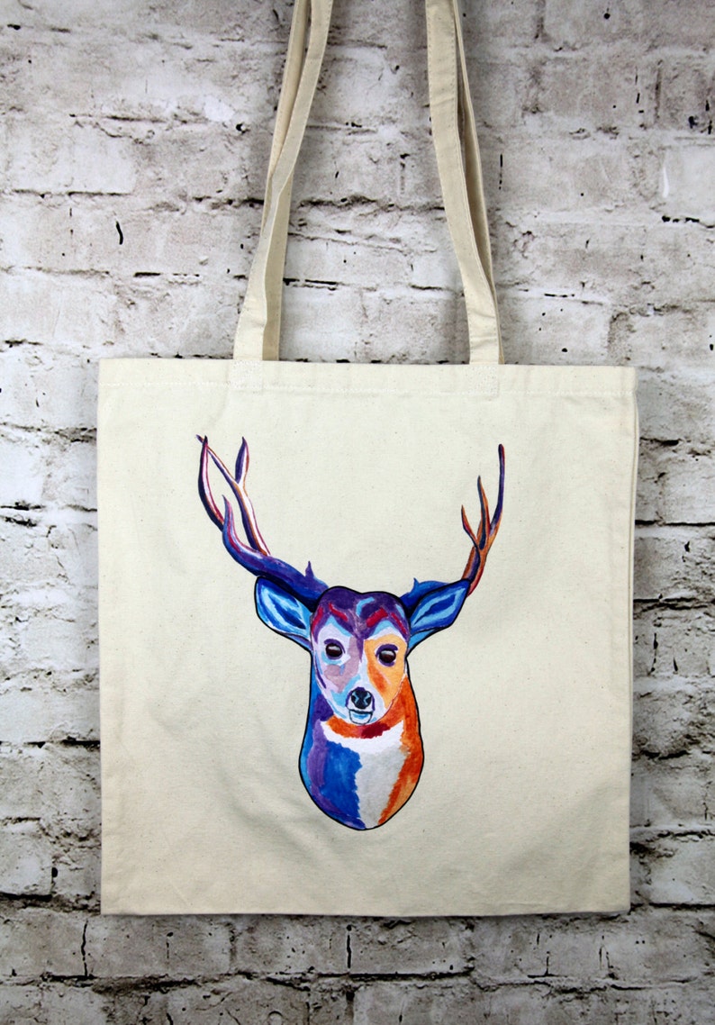 Colourful Stag Canvas Tote Bag