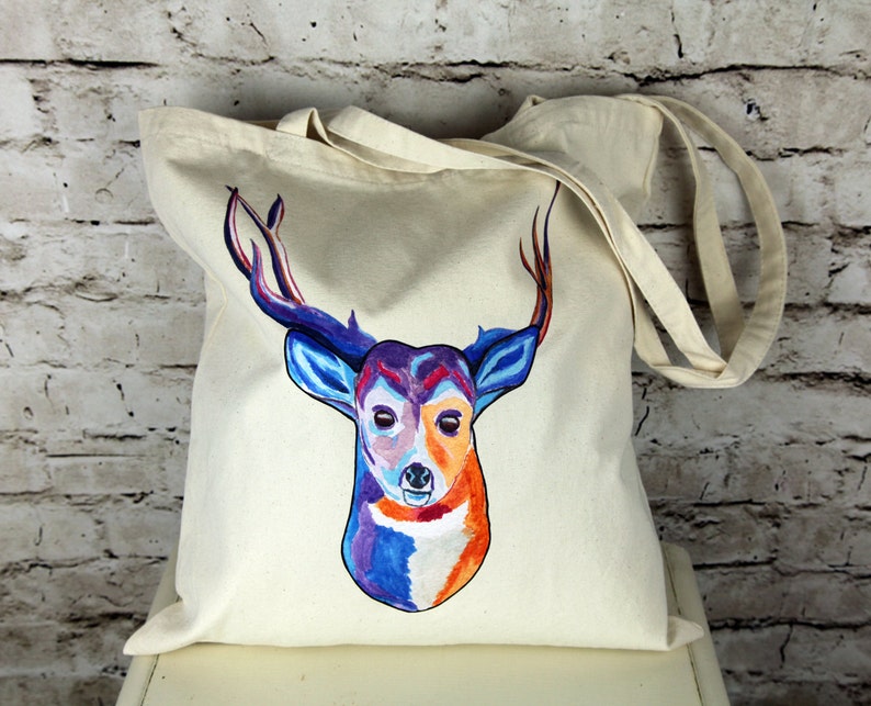 Colourful Stag Canvas Tote Bag
