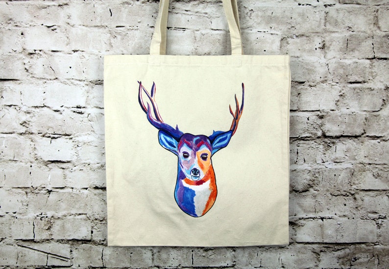 Colourful Stag Canvas Tote Bag