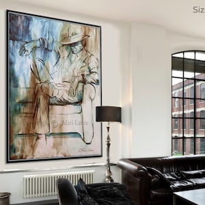 Large Painting Abstract Wall Art Canvas, Contemporary Man Art Figure Painting, Extra Large Wall Art Original Painting, Abstract Figure Art image 1