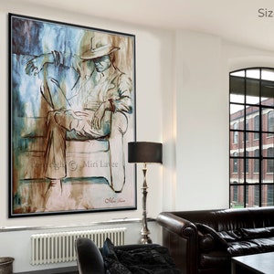 Large Painting Abstract Wall Art Canvas, Contemporary Man Art Figure Painting, Extra Large Wall Art Original Painting, Abstract Figure Art
