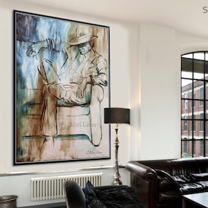 Large Wall Art, Figure Art for Men, Extra Large Wall Art, Extra Large Art, Masculine Living Room Wall Decor, Cigar Room Large Canvas Art