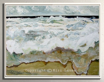 Sea Painting on Canvas, Original Coastal Painting, Living Room Wall Art, Seascape Painting, Horizontal Textured Wave Painting