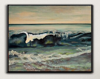 Ocean Painting on Canvas, Original Wave Painting, Living Room Wall Art, Horizontal  Coastal Painting, Blue Seascape Painting, Cabo San Lucas