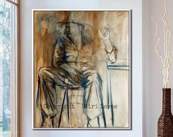 Art Print Large Wall Art, Figure Art, Manly Extra Large Wall Art, Extra Large Art, Canvas Wall Decor, Large Picture Canvas Art