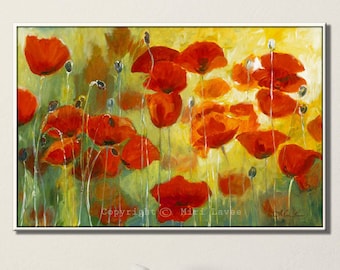 Large Art, Contemporary Art, Red Poppies Wall Art, Flower Wall Art Canvas, Wall Decor Living Room, Large Wall Decor, Large Canvas Art Print