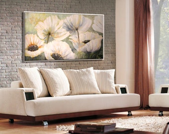 Pinturas em tela, arte de parede grande, pintura a óleo de flores, arte de parede de sala de estar, tela de arte de parede, arte de parede de quarto, pintura de flores