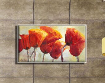 Canvas Art Valentine&#39;s Day Gift, Flowers on Canvas Valentines Day Gift for Her, Woman Gift Ideas, Valentines for Her, Valentines Gift