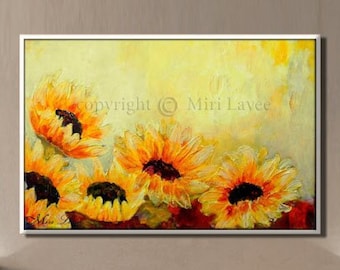 Sonnenblumen Gemälde, Schlafzimmer WandKunst, große horizontale Wand Dekor, große Leinwand Kunst, Sonnenblumen Leinwand Kunst, Gelbe Malerei für Schlafzimmer