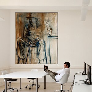 Contemporary Art, Extra Large Painting, Innovative Masculine Wall Art, Brown Wall Art, Modern Office, Office Pictures, Abstract Modern Art image 5