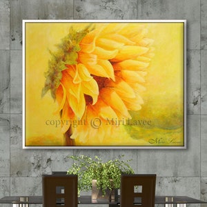 Sunflower Painting, Extra Large Wall Art, Original Oil Painting on Canvas, Contemporary Art, Large Yellow Flower Painting, Peaceful Painting