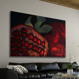 Extra Large Wall Art, Oil Painting, Fruit Art, Large Painting, Pomegranate Painting, LivingRoom Wall Art, Office Wall Art, Huge Wall Art image 1