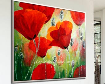 Pittura ad olio Fiori, Decorazione murale rossa, Arte decorativa Pittura rossa, Pittura floreale ad olio, Arte floreale arte extra large Pittura decorativa