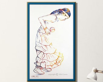 Mexican Art, Mexican Home Decor, Mexican Folk Art, Dancer Art, Mexican Wall Art, Woman Rainbow Color Art, Living Room Art, Canvas Art Print