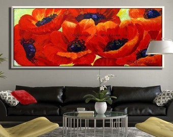 Large Wall Art, Extra Large Wall Art, Red Floral Canvas Art, Red Anemone Art, Colorful Wall Art, Wall Decor Living Room, Red Wall Art Print