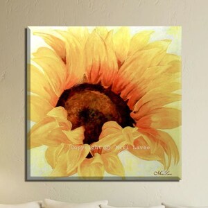 Sunflower Painting, Oil Painting on Canvas, Yellow Flower Painting, Large Wall Art, Joyful Living Room Painting, Happy Painting, Original