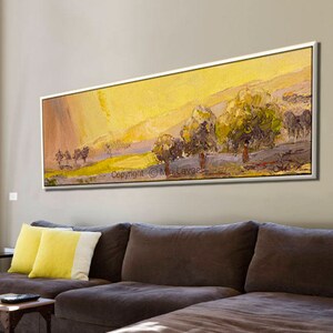 Modern Painting, Landscape Painting on Canvas, Trees Painting, Forest Painting, Living Room Wall Decor, Tree Wall Art, Horizontal Painting