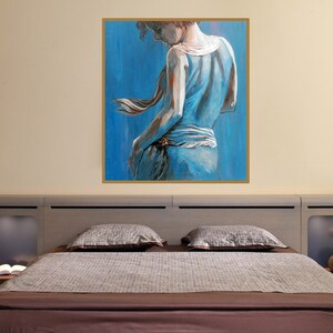 Figure Art, Woman Painting Print, Bedroom Wall Art, Wall Art Canvas, Blue Wall Art, Blue Canvas ...