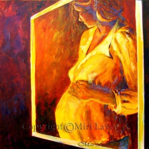 Baby Wall Art Pregnant Art Big Brother Gift Mum Gift for Mom Pregnant Original Oil Painting Line Art Baby Shower Gift Family Painting