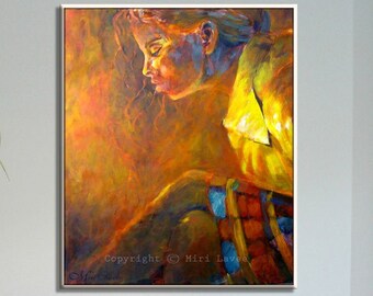 Kvinnoporträtt, Figurativ konst, Flickaporträttkonst, Kvinnoväggkonst, Canvasväggdekor, Modern konsttryck, Brun väggkonst på canvas