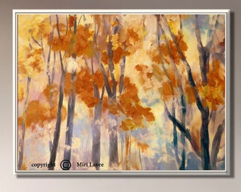Extra Large Fall Landscape Oil Painting on Canvas, Original Forest at Autumn Wall Art Painting for Living Room Decor