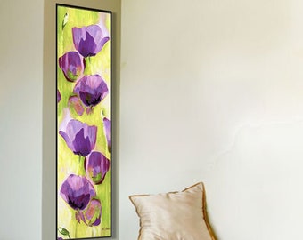 Art mural long et étroit, Art mural vertical long, Art étroit vrtique, Art mural maigre, Impression d’art mural sur toile de fleur, Art vertical grand, Chambre à coucher