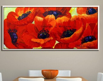 Flower Painting, Flower Oil Painting, Extra Large Wall Art, Big Painting, Extra Large Canvas Art, Red Painting, Red Canvas Art, Flowers