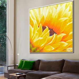 Large Painting, Sunflower Art, Original Painting, Yellow Painting, Big Flower Painting, Living room Paintings on Canvas, Contemporary Art