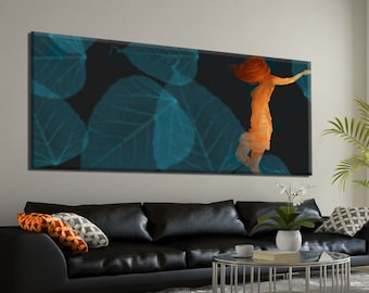 Art for Living Room, Woman Wall Art, Large Wall Art, Woman Art, Extra Large Wall Art, Figure Art, Large Art Print, Abstract Woman Art, Leaf