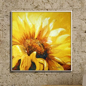Large Wall Art, Oil Painting on Canvas, Canvas Art, Yellow Sunflower Painting, Extra Large Wall Art Painting, Large Original Nature Painting